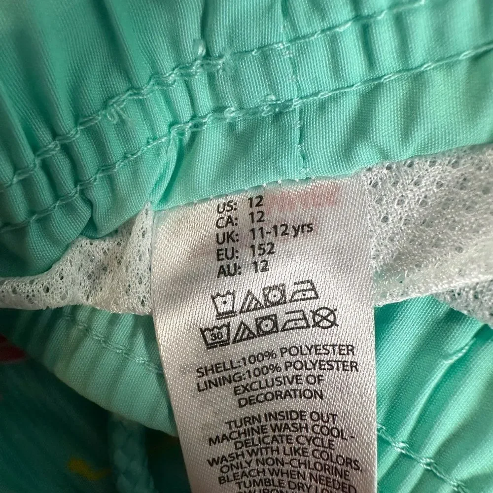 NWOT Tommy Bahama Kids Swim Tropical Flamingo Mint Green Top & Shorts - Size 12